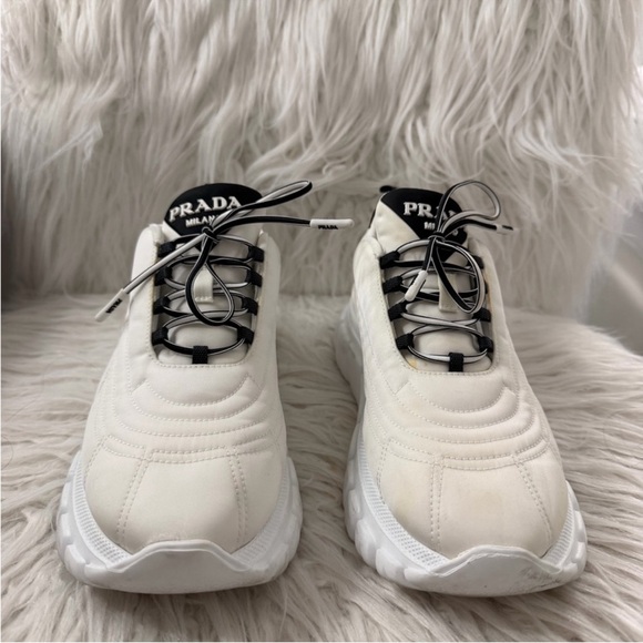 Prada Cream Sneakers with Black Accents - Picture 2 of 5